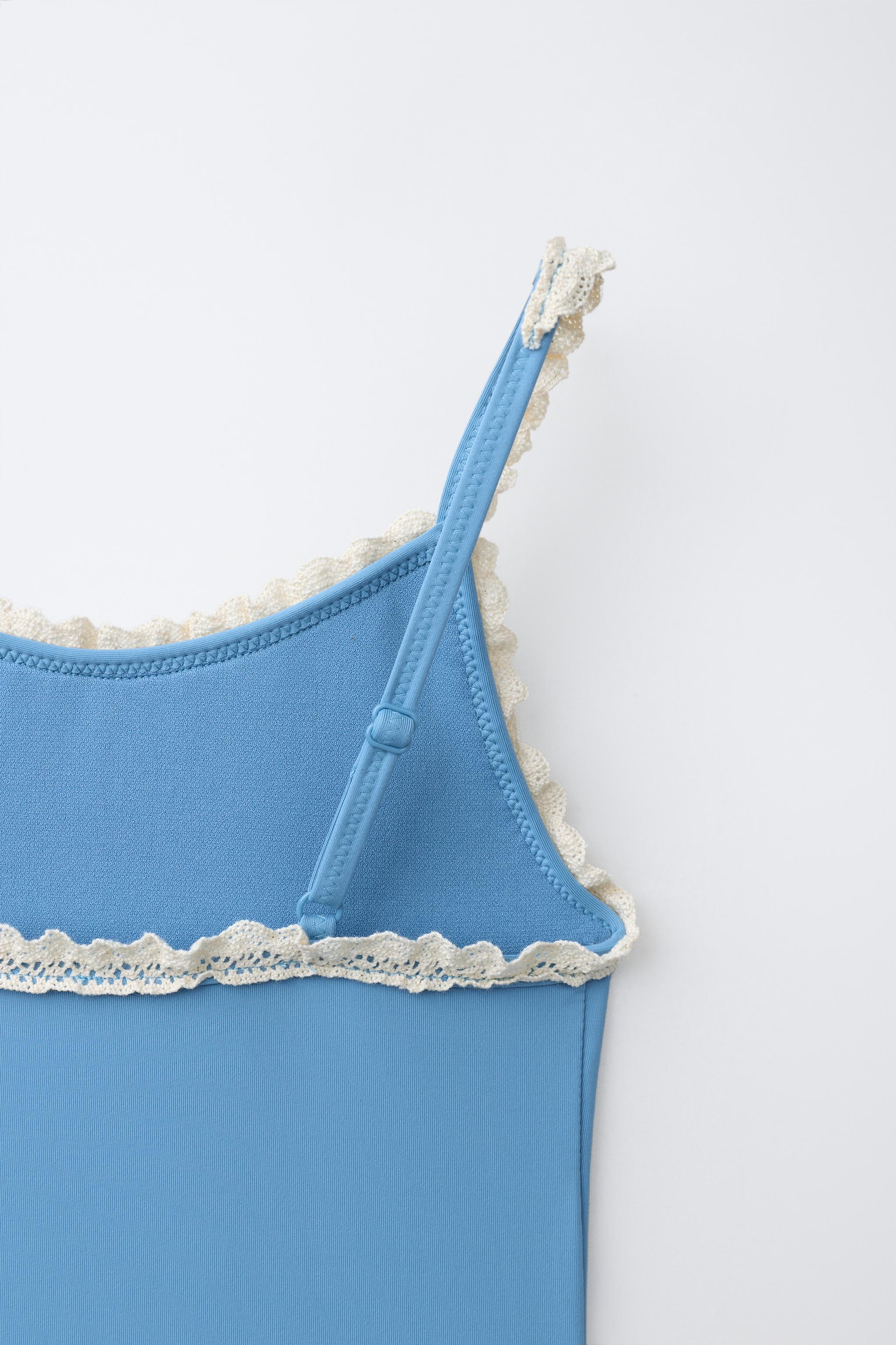 6-14 YEARS/ CONTRAST LACE TRIM SWIMSUIT